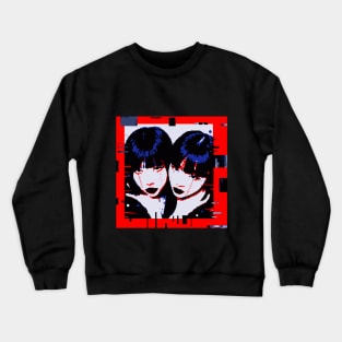 3D Effect Glitch Pixel Art Cybergoth Banged Twins Choke Crewneck Sweatshirt